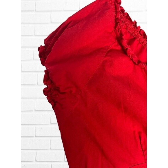 No Boundaries Stretch Junior Women's Size 1X Shirt‎ Y2k Zie-Up Peasant Style Red - Picture 3 of 9